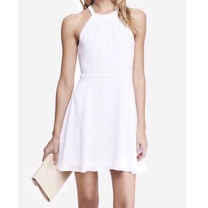 EXPRESS Fit And Flare Halter Dress in White Sz 2